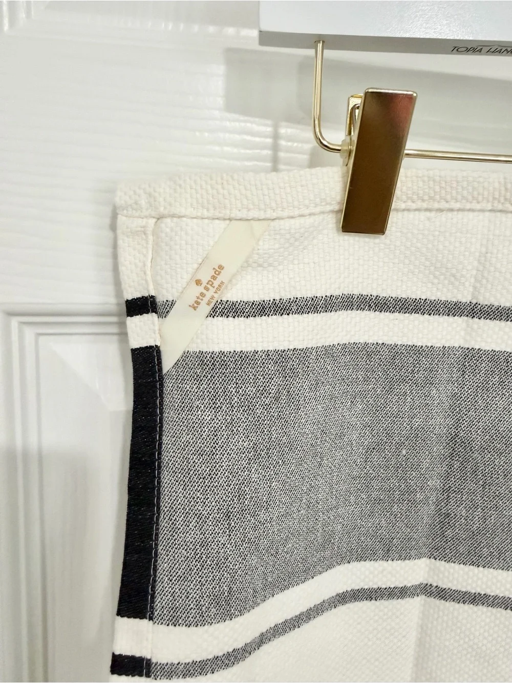 Kate Spade New York Stirring the Pot Black Stripe Cotton Kitchen Hand Towel